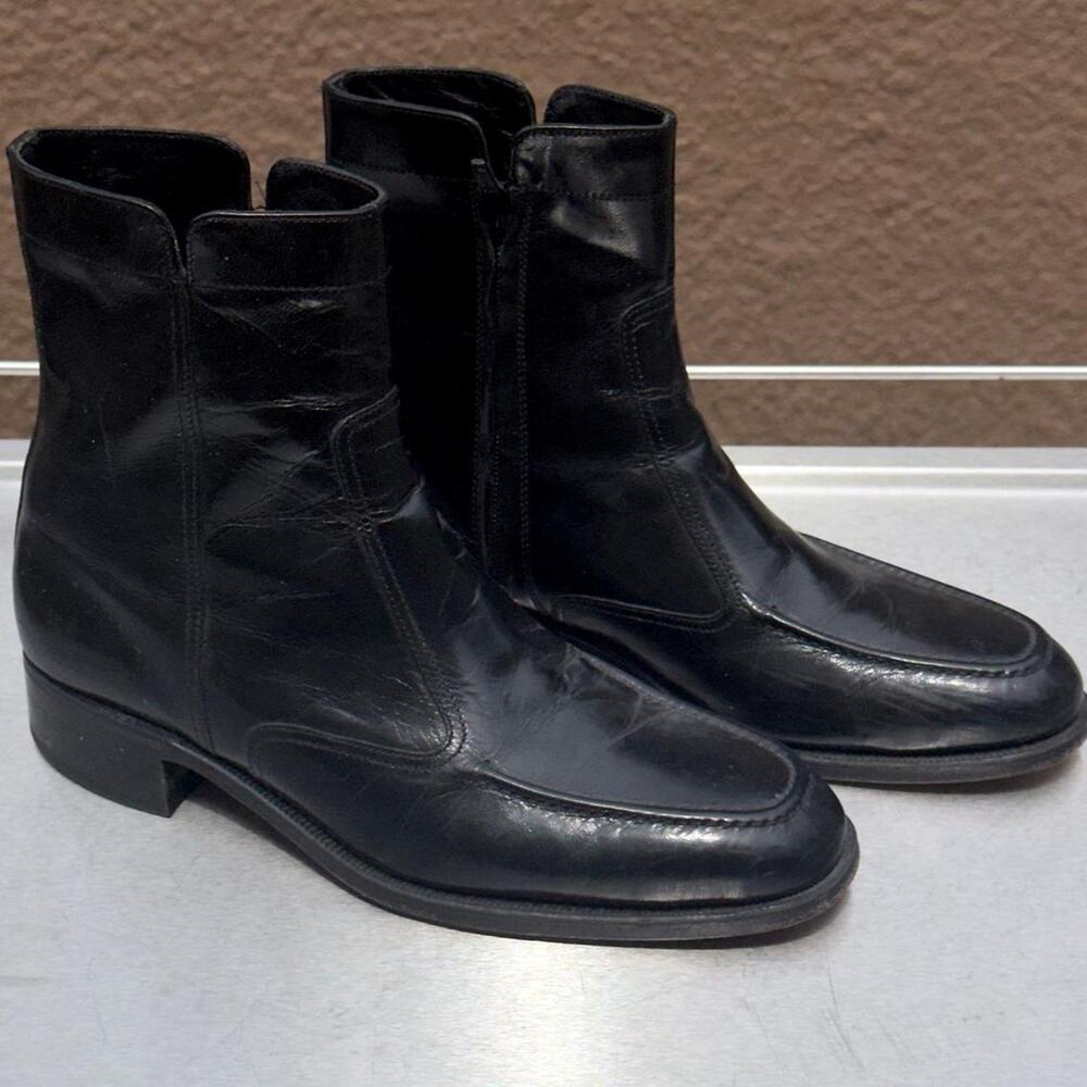 Florsheim Black Leather Zip Up Boots - Size 7D